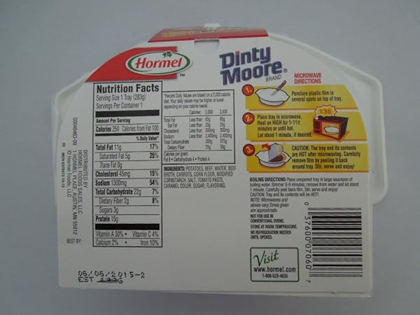 DINTY MOORE BEEF STEW WITH FRESH POTATOES & CARROTS MICROWAVABLE BOWL 10 OZ
