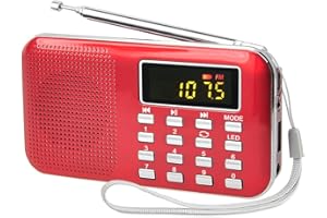 Leting Radios Portable AM FM with MP3 Speaker, Portable Radio Support Micro SD/TF Card/USB/Music Recording,Rechargeable Battery Powered AM FM Radio,Mini Radio with Best Reception (RED)