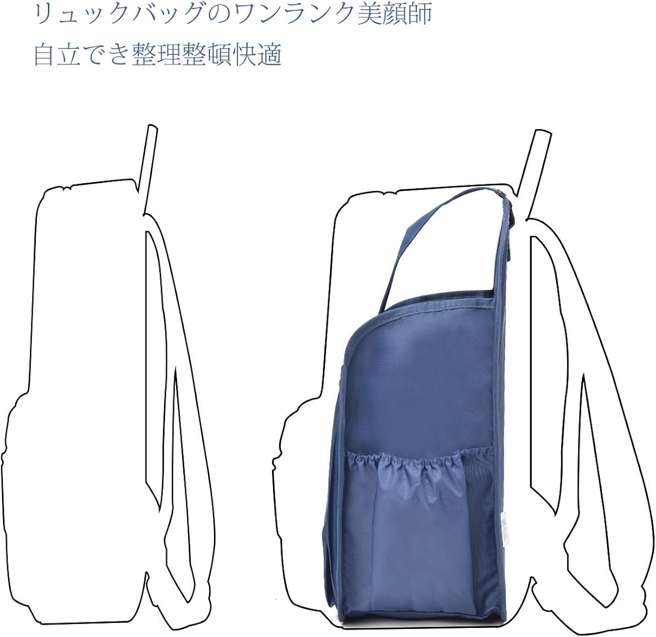 Amazon Co Jp Bag In Bagバッグインバッグ リュックインバッグ インナーバッグ リュックインポケット 軽量 自立 収納バッグ ２倍防水 軽量 高耐久性 撥水 仕切 小物整理 出勤 旅行 レディース メンズ バックインバック タテ型 5色2サイズ S ネイビー シューズ バッグ