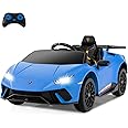 Licensed Lamborghini Huracan Ride on Car by INFANS, 12V Kids Electric Vehicle Battery Powered Toy with Remote Control, LED Lights, Spring Suspension, Bluetooth, MP3, Aged 3-8 Years (Blue)