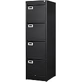 BYNSOE 4 Drawer File Cabinet with Lock Metal Vertical File Cabinet Office Home Vertical File Cabinet for A4 Legal/Letter Size Narrow File Cabinet Locked,Assembly Required