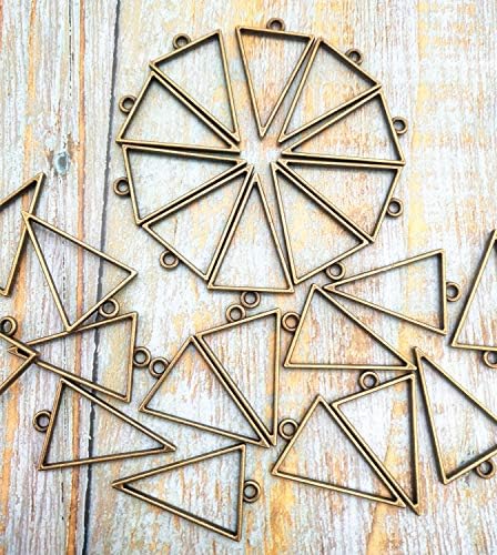 24 Pack Antique Bronze Triangle Framework Open Back Bezel Pendant Blanks Zinc Alloy Accessories for Jewelry Making 30 x 20 mm