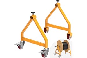 Lifeswell Wire Spool Rack, Portable Cable Caddy, Swivel Caster Wheels with Brake, Steel Fully welded Wire Rack Dispenser for up to 28" Diameter Spools, 220 lbs Capacity, Yellow