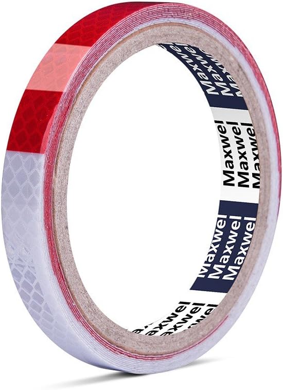Reflective Tape Red White Rainproof - 1/2"10' Heat Resistant Waterproof High Visibility Safety Reflective Warning Tape for Outdoor Night Running,Safety Caution,Warning (Pack of 1 Piece)