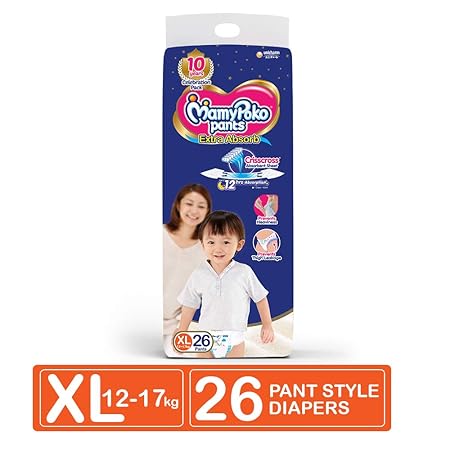 MamyPoko Pants Extra Absorb Diapers, Extra Large (Pack of 26)