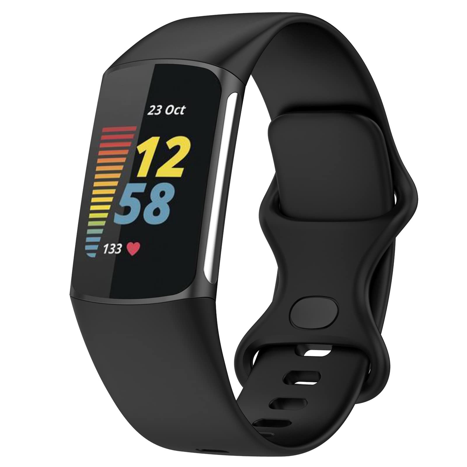 TopPerfekt Straps Compatible with Fitbit Charge 6 Strap, Adjustable Soft Silicone Sport Replacement Watch Band Wristbands Bracelet for Charge 5 Activity Tracker Women Men (Black, Small) โ image 1