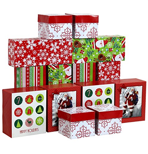 Iconikal Christmas - Holiday Gift Boxes Assortment - 3 Sizes - 14 Pack