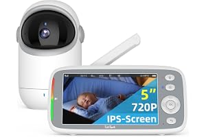 TakTark Babá Eletrônica, 5" 720P HD Bebê Câmera com Tela, Sem Wifi, Panorâmica Inclinação, Áudio Bidirecional, Night Vision, Zoom Digital, Detecção De Som Vox, Ideal Para Novos Pais