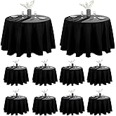 VidaFete Round Tablecloth 132inch 10 Pack Polyester Table Cloth, Stain Wrinkle Resistant Polyester Dining Table Cover for Kitchen Dinning Party Wedding Rectangular Tabletop Buffet Decoration(Black)