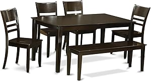 6-Pc Dining room set with bench - Dining Table and 4 ding room Chairs and Bench
