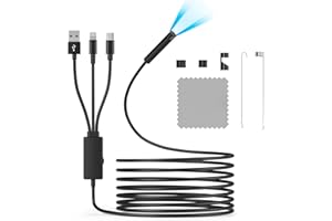 ZOIOT Endoscope Camera with Light iPhone IP67 Waterproof 5.5mm Endoscopy Camera 6.5ft Semi-Rigid Snake Camera iPhone/Typc-c/USB-C Complimentary Adapter Gadgets for Men 2024