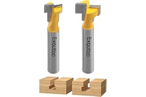 Exqutoo 1/4" Shank T-Slot Cutter Router Bit 3/8" & 1/2" Length Woodworking Cutters for Power Tools with Steel Handle CNC Rout