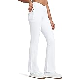 Willit Women's Fleece Lined Pants Yoga Crossover Leggings Bootcut Thermal Winter Pants Flare Leggings Water Resistant