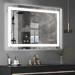 Amazon.com: HAUSCHEN HOME 32 x 40 inch LED Bathroom Vanity Mirror, Wall ...