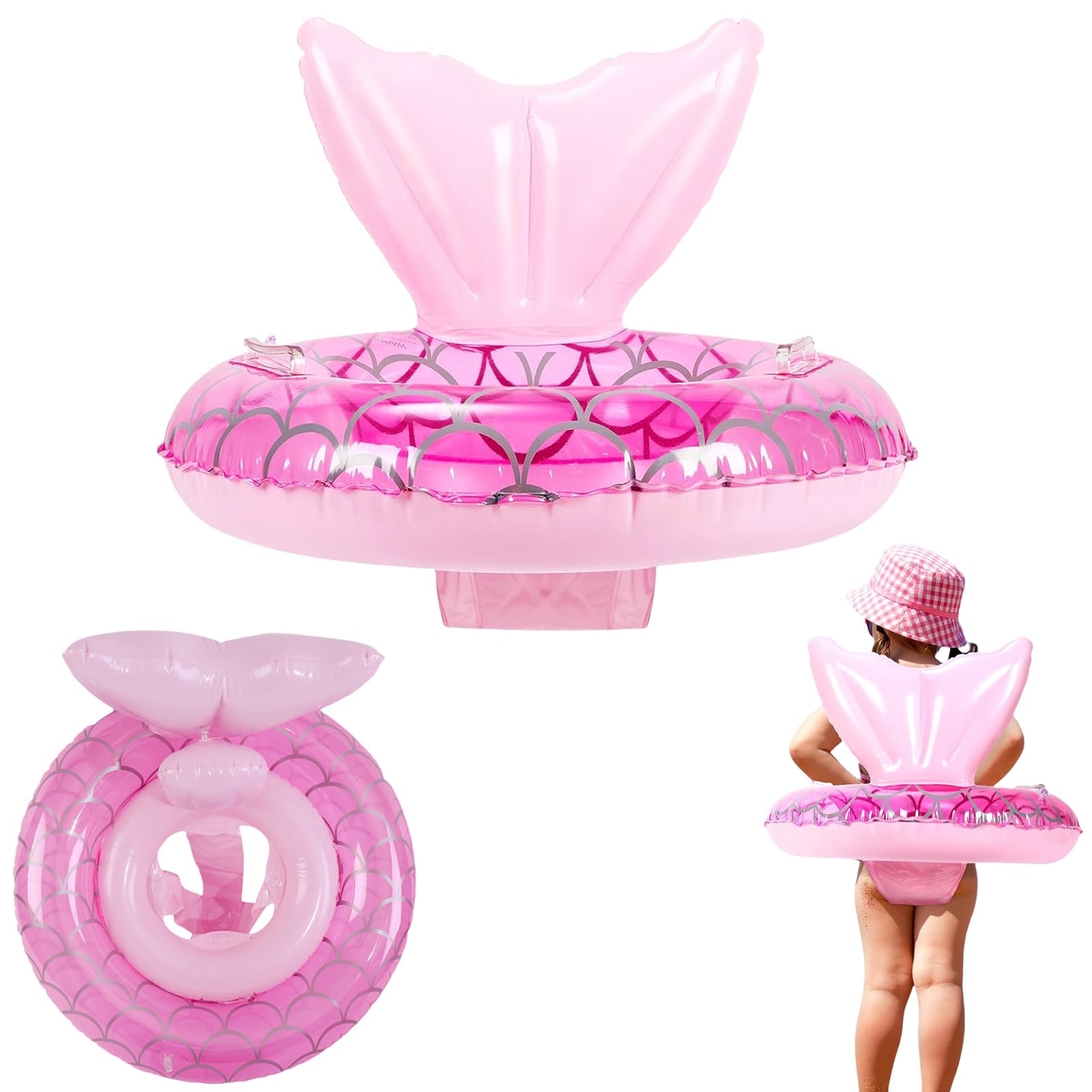 Mermaid Baby Swimming Float for Girls 1-3 Years,Inflatable Baby Float Baby Swimming Ring,Baby Pool Float with Seat & Handle,Inflatable Swim Ring Pool Toys for Babies Toddlers Infant Kids 6-36 Months