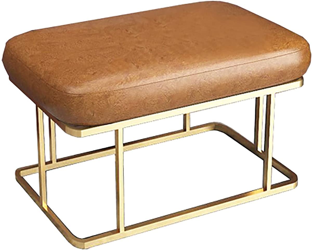 INDIAN DECOR 38074 Footstool Cushioned Seat Bench Iron Art Shoe