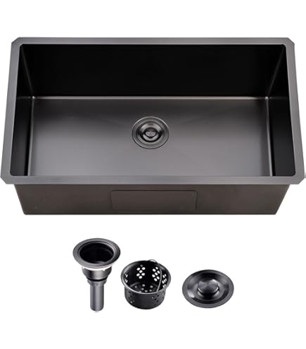 Ufaucet 28 Inch Undermount Kitchen Sink Black, 28x18