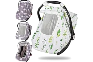 PRIMLECT Car Seat Covers for Babies, Large Window Baby Car Seat Covers, Stretchy Carseat Canopy with Breathable Peekaboo, Kick-Proof & Windproof Infant Carseat Cover for Boys Girls