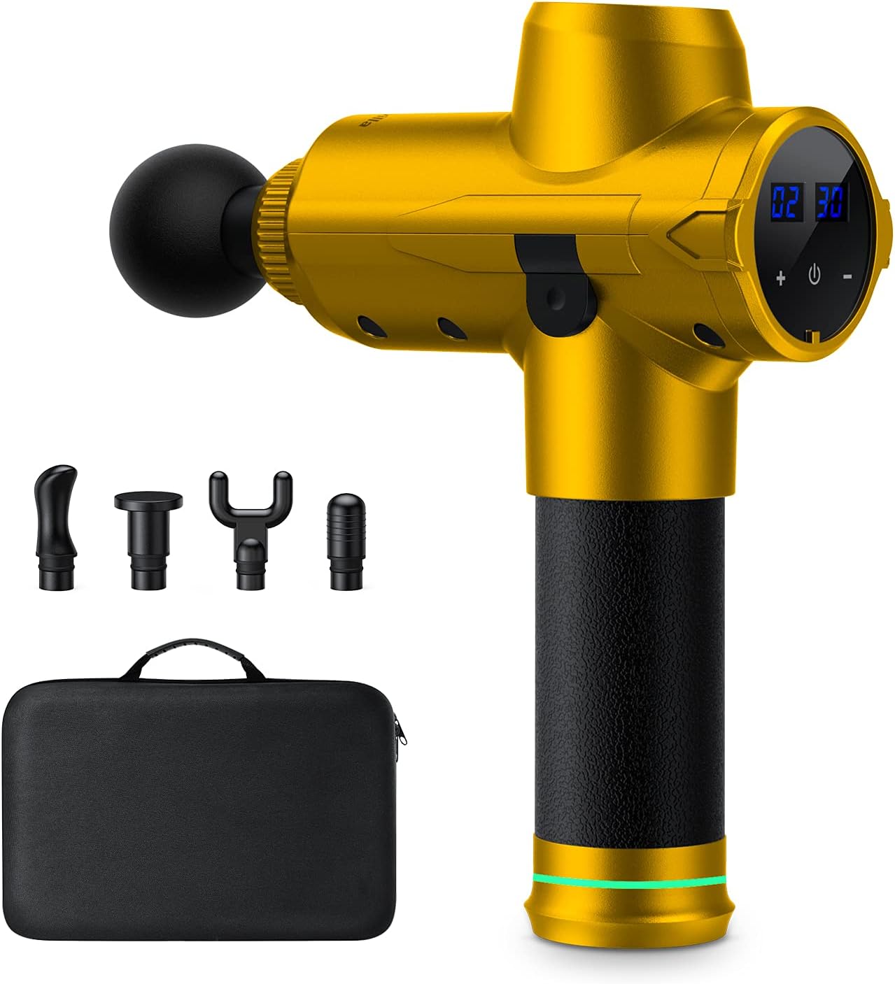 TECHVILLA Massage Gun, Cordless Hand Held Muscle Massager, Portable Deep Tissue Percussion Muscle Massager with 20 Speed Levels, 6 Massage Heads, Super Quiet Brushless Motor for Neck, Back Pain Relief