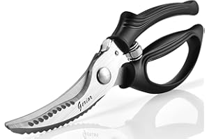 Heavy Duty Poultry Shears - Kitchen Scissors for Cutting Chicken, Poultry, Game, Meat - Chopping Vegetable - Spring Loaded