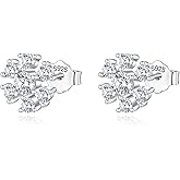 Moissanite Earrings for Women,Flower Earrings,S925 Sterling Silver Plated 18K White Gold D Color VVS1 Moissanite Flower Stud Earrings for Women Promise Birthday Christmas Gift