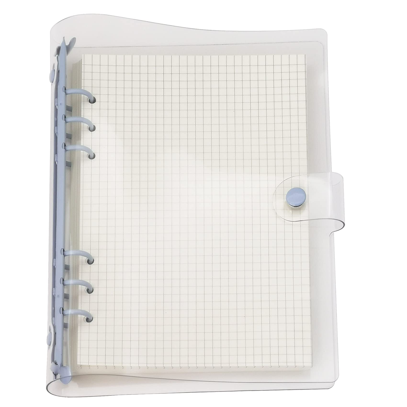 A6 A5 6-Holes Colorful PVC Cover Round Ring View Binder with Snap Button Closure File Folder (Air Blue, A5 mini Set)