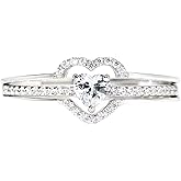 STORYJEWELLERY 925 Sterling Silver Rings for Women, Promise Rings for Her, Heart Purity Ring, Stacking Silver Pinky Ring for Women, Gifts for Her