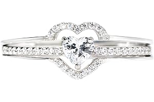 STORYJEWELLERY 925 Sterling Silver Rings for Women, Promise Rings for Her, Heart Purity Ring, Stacking Silver Pinky Ring for Women, Gifts for Her