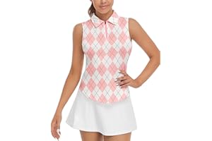 Soneven Women's Sleeveless Golf Top Floral Athletic Golf Wear Moisture Wicking Sleeveless Polo Quick Dry