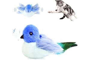 Migipaws Interactive Flapping Bird Cat Toys with Elastic String and Catnip, Automatic Chirping Toys for Indoor Cats to Chase,