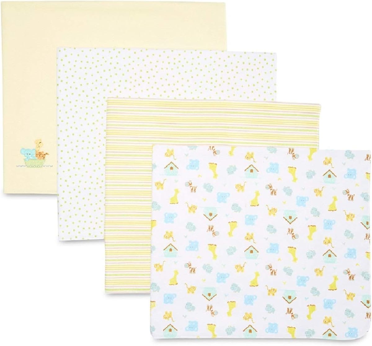 Spasilk Baby 4 Pack 100% Cotton Flannel Receiving Blanket, Grey Giraffe, One Size: Clothing