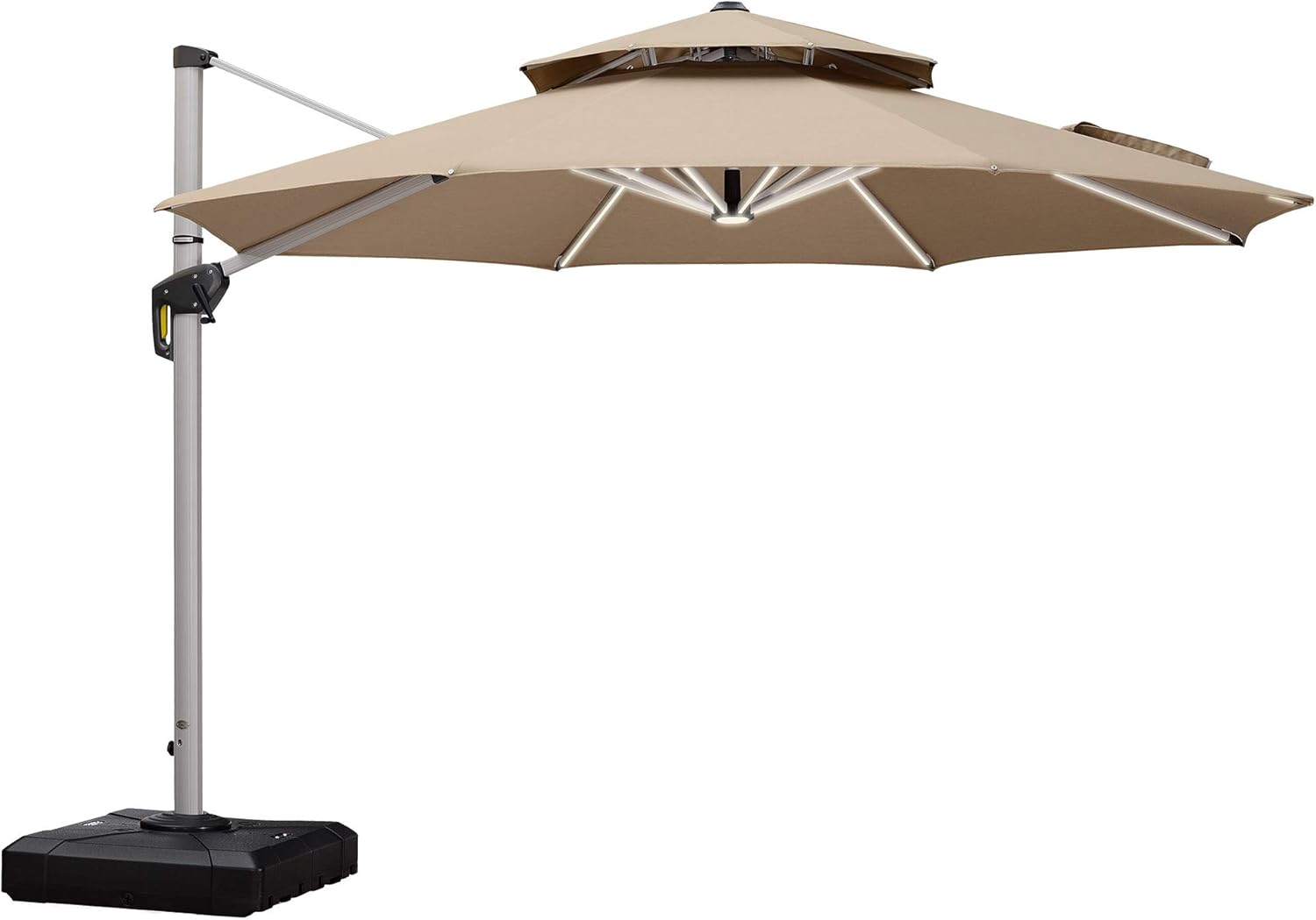 Amazon Com Purple Leaf 11ft Solar Powered Led Patio Umbrella Outdoor Round Umbrella Large Cantilever Umbrella With Led Lights Windproof Offset Umbrella Heavy Duty Sun Umbrella For Garden Deck Pool Patio Beige