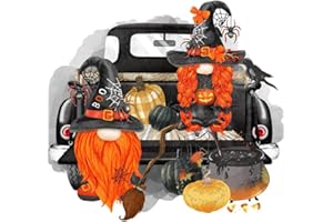 VIGEGU Stamped Cross Stitch Kits,Halloween Truck Gnome Cross Stitch Kits for Adults Beginners,Full Range of Cross-Stitch Stamped Kits Needlecrafts for Home Wall Decor Cross Stitch Patterns 13.8x13.8inch