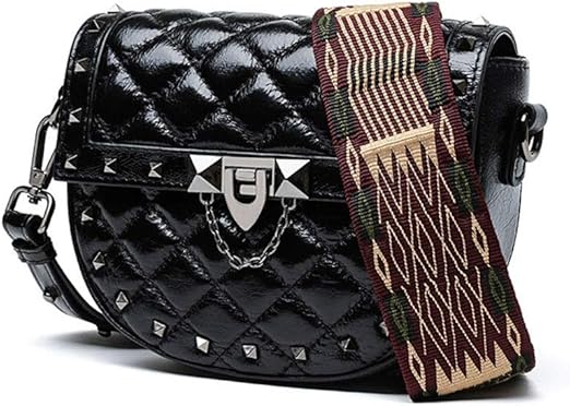 black side bag with silver chain