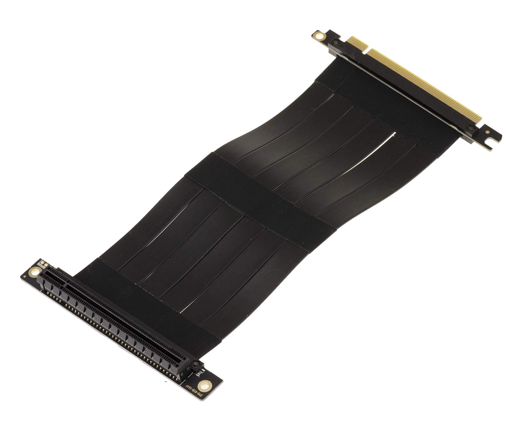 KALEA-INFORMATIQUE Expansion riser for PCI Express x16 port to PCIe x16 port with flexible, shielded, PCIe 3.0 compatible ribbon cable. Total length 23cm, 90 degree angle