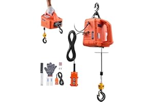 VEVOR 3-in-1 Electric Hoist Winch, 1550 lbs Capacity, 1500W Portable Power Winch Crane, 25 ft Lifting Height, 16.4 ft/min with Manual, Wired and Wireless Remote Control for Factory, Warehouss, Garage