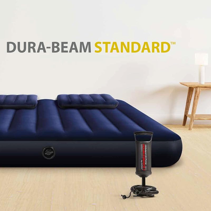 Dura-Beam Camping Matratze für 2 Person inkl. Luftpumpe & 2 Kopfkissen aufblasbar Luftbett 203 x 152 x 25 cm max. 272KG – Gästebett aufblasbares Bett Campingbett & Pumpe, Fiber-Tech (64765)