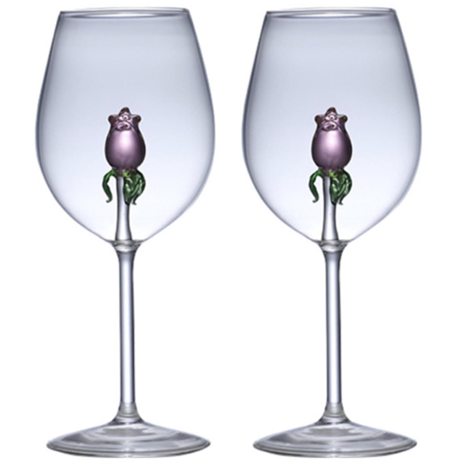Photo 1 of (please see all images) Rose Wine Glass, Personalized Red Rose Shaped Wine Glasses Set of 2, Unique Nice Wine Glasses for Party Valentines Day Women