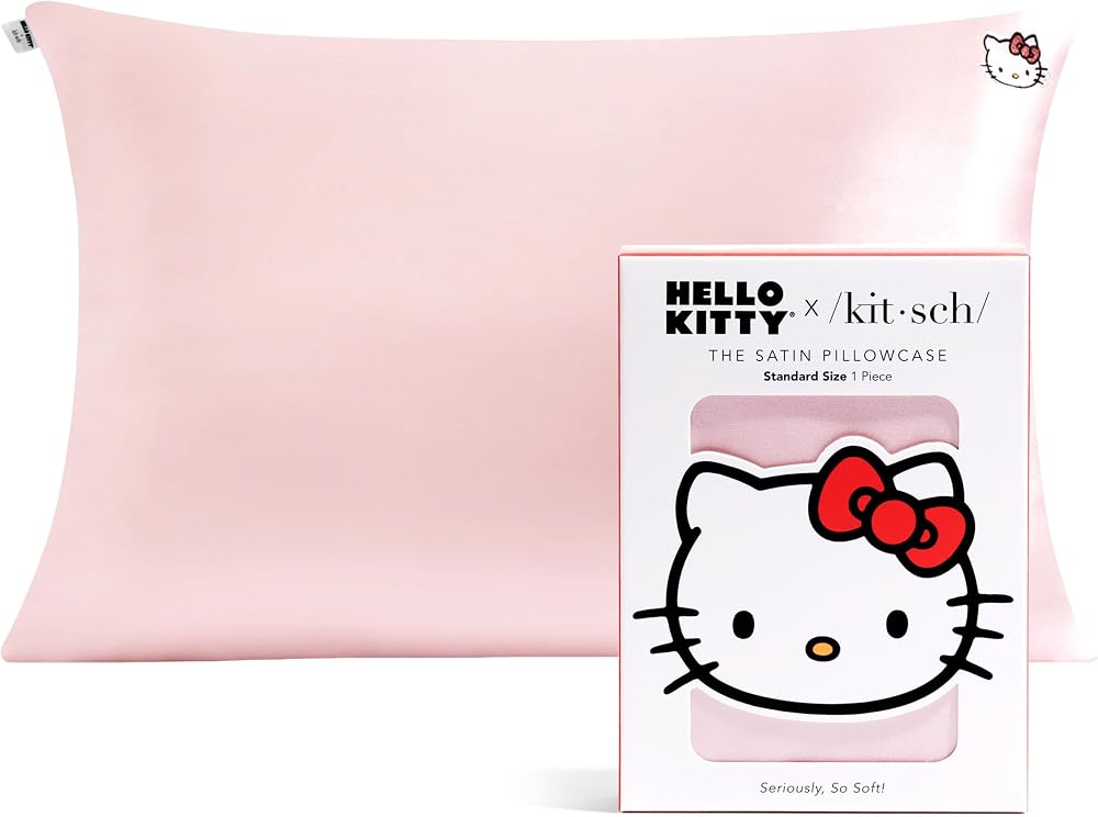 Kitsch Hello Kitty Satin Pillowcase with Zipper 19x26 Pink