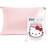 Kitsch x Hello Kitty Pillow Case – Solid Pink Kitty Face Toddler Bed Time Satin Pillowcase with Zipper – Soft Cooling Pillow Cover for Hair & Skin – Better Than Silk Pillowcase – Queen/Standard 19x26
