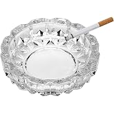 Round Heavy Duty Glass Smoking Ashtray for Indoor and Outdoor Home Office Tabletop Decoration 4.8