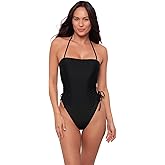 Sports Illustrated Womens Strapless One Piece W/Adjustable Side Cutouts
