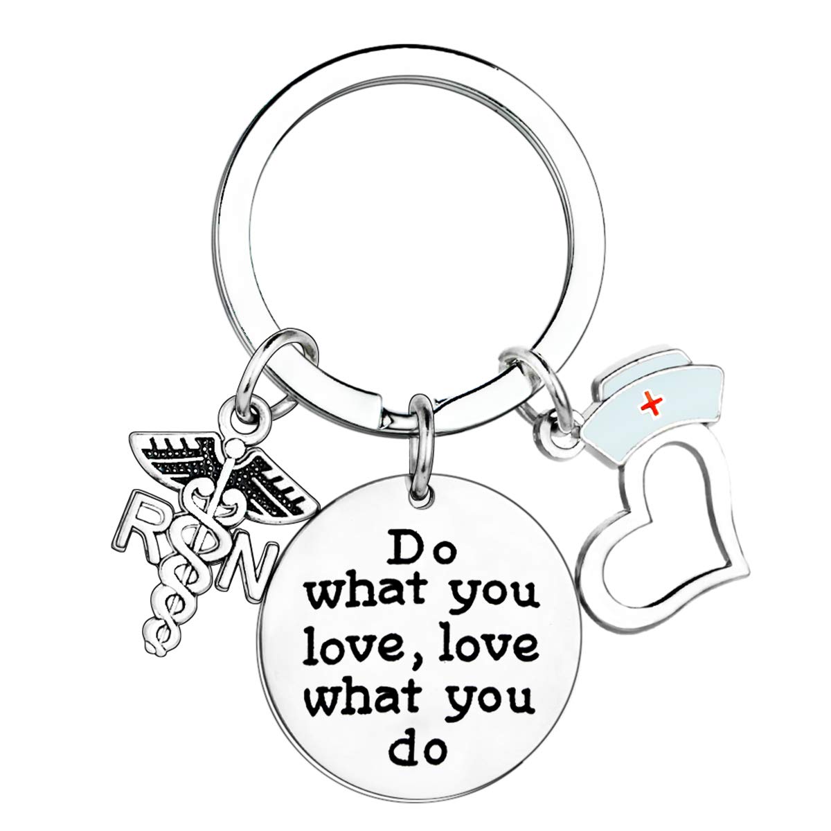 Nurse Gifts Nurse Keyring RN Keyring Thank You Gifts for Nurse Inspirational Gifts Appreciation Gifts Graduation Gifts for Nurse Birthday Gifts for Nurse Nursing Pendant Jewellery (Love What You do) โ image 1