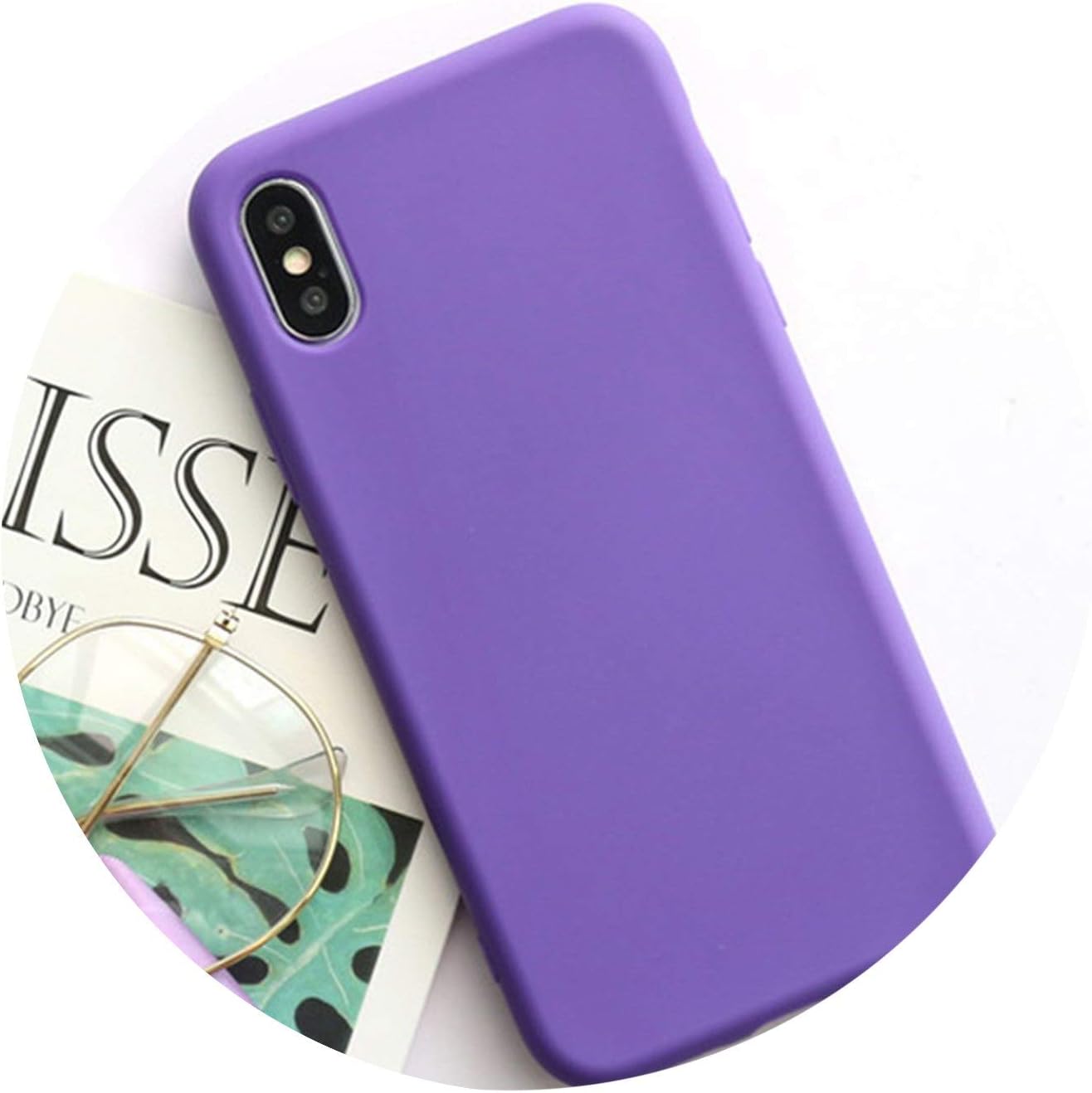 Amazon Com Almighty Shop Fashion Solid Color Phone Case For Iphone X Case For Iphone 7 6s 6 8 Plus Vintage Purple Yellow Back Cover Soft Cases Capa Purple For Iphone 7