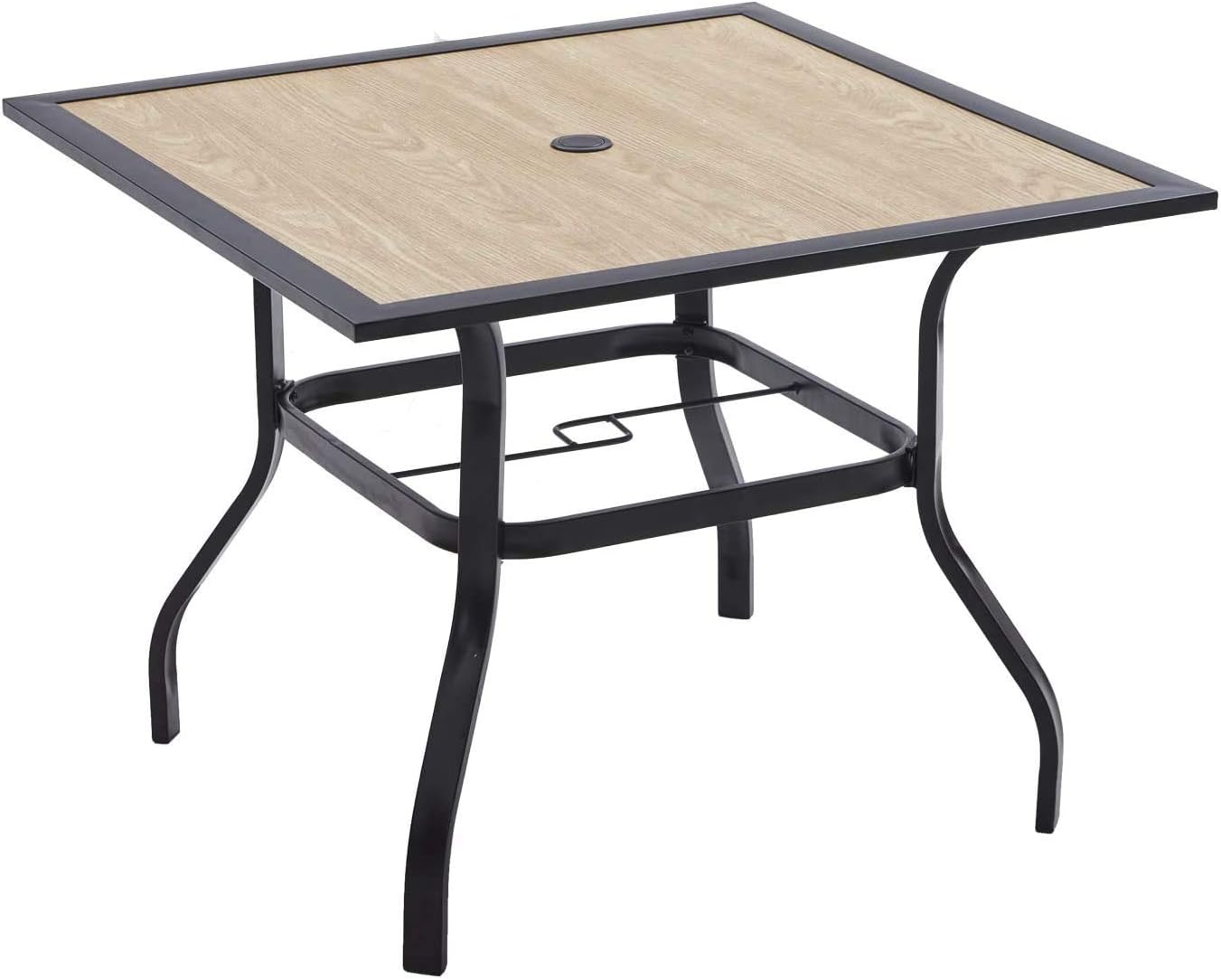 Outdoor Dining Table, Square Patio Furniture Table with Umbrella Hole