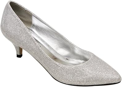 silver grey kitten heel shoes