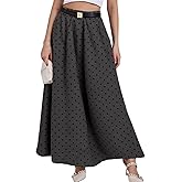materasu Polka Dot Maxi Skirt: for Women High Waist Elegant Flowy A-Line Long Skirt