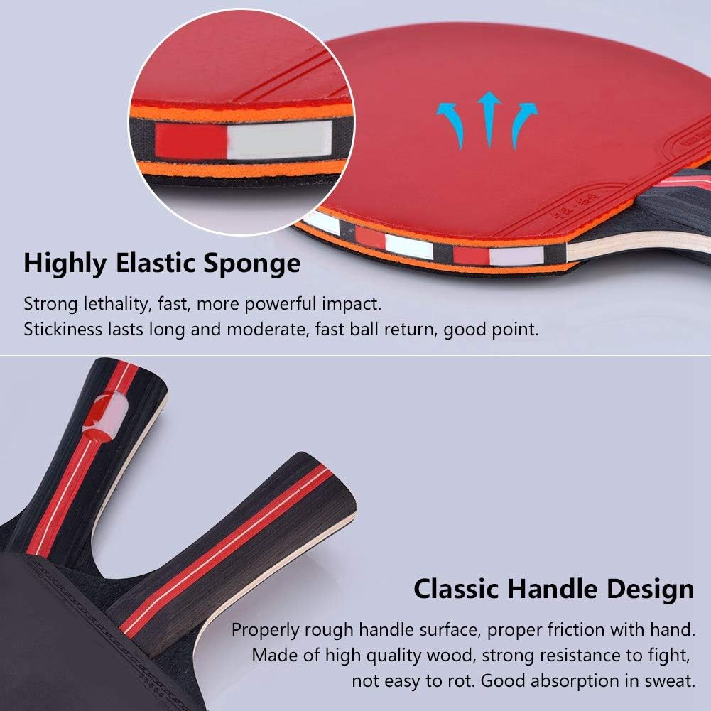 VGEBY1 Ping Pong Paddle Set Table Tennis Racket for 2 Players with Portable Cover Case for Indoor Outdoor palying : Sports & Outdoors