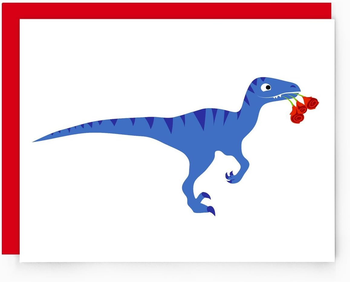 Velociraptor Love Card - Romantic Greeting Card