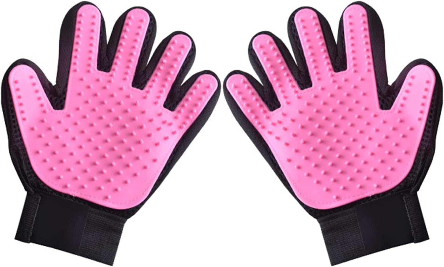 Pet Grooming Glove, Bathing Brush Glove, Cat Dog Grooming Bath Magic, Pet Hair Remover, Mitt Fur Cleaning Comb Brush, Adjustable One Size Fit for All, DE shedding Gloves for Pet Dog Cat (Pink)